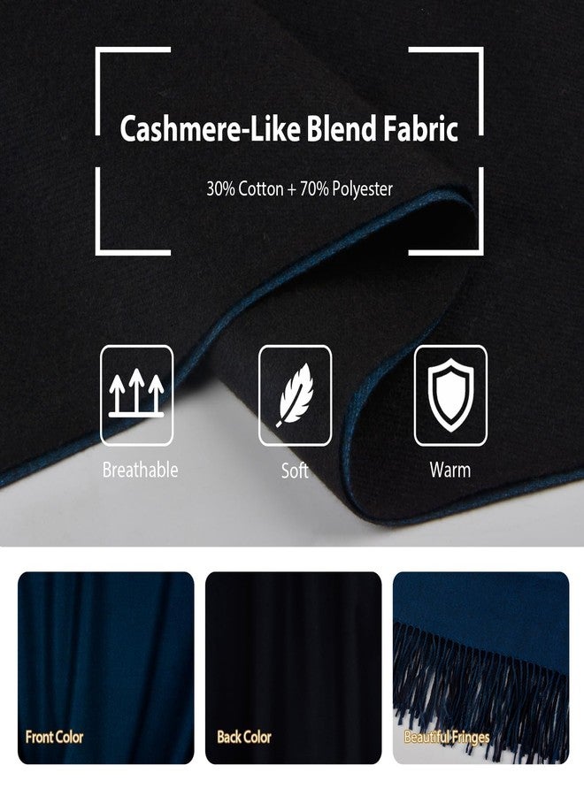 Iristide Pashmina Scarf for Women Winter Dressy Shawls and Wraps for Evening Wedding Travel Party Warm Large Elegant Scarves,Teal Black - Image 2